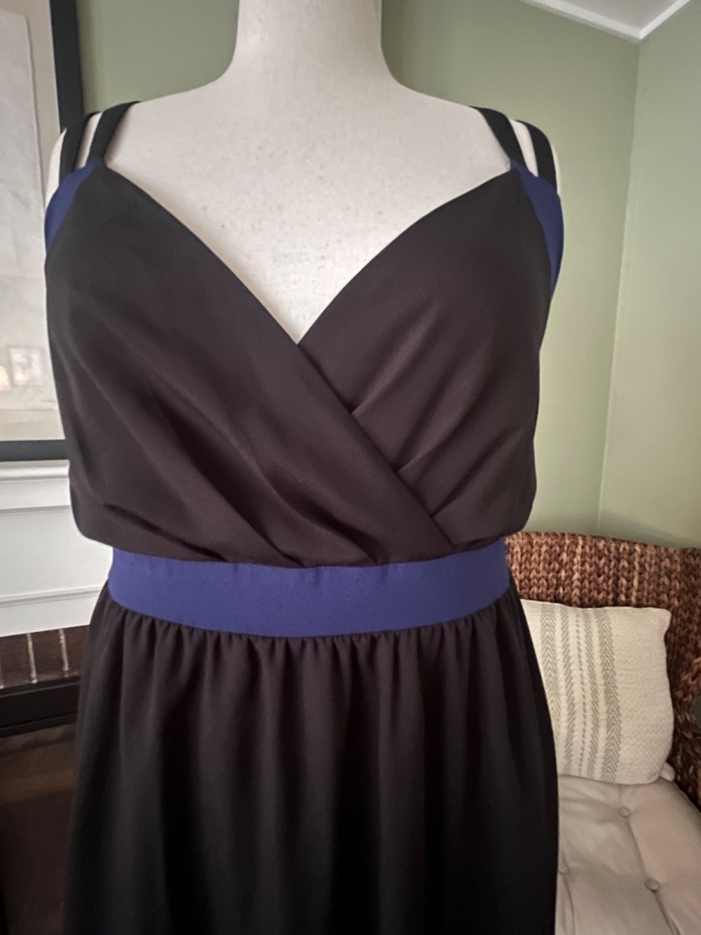 Torrid Black Sapphire Blue Colorblock Fit & Flare Midi Dress - Size 18 - Picture 2 of 8